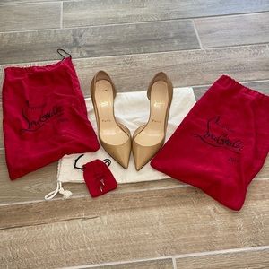 Christian Louboutin's half d'Orsay Iriza pump in nude nappa. 34.5.